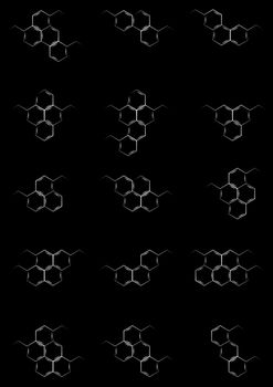 Blackboard with structural chemical formulas of benzene rings