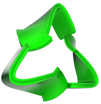 recycling concept: green recycle symbol isolated on white