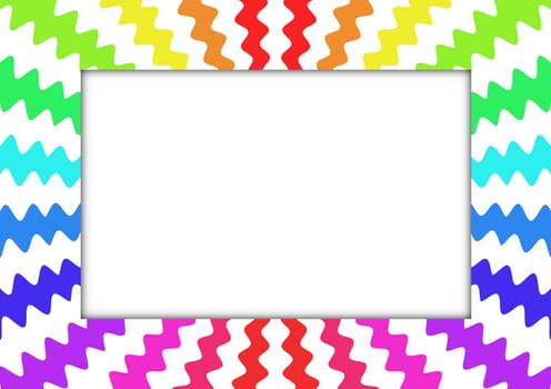 Illustration of a frame made of colourful zigzag pattern