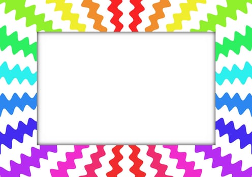 Illustration of a frame made of colourful zigzag pattern