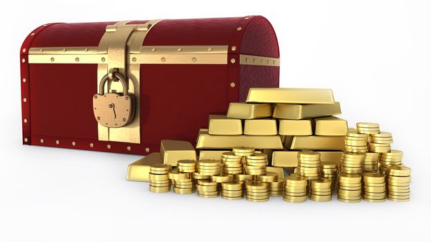  Treasure chest and Gold ingot and money