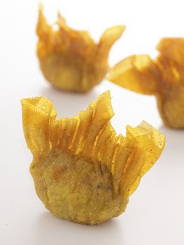 close up of fried wantons
