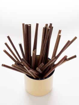 close up of wooden chopsticks