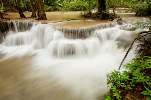 Water flowing in Tropical Waterfall Thailand