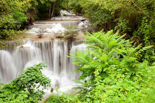Part of Tropical Rain forest waterfall in National Park in Thailand