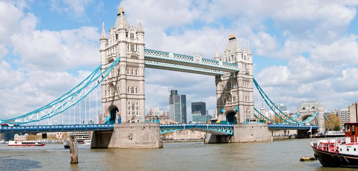 Panorama of London River Thames and Tower Bridge International Landmark of England United Kingdom