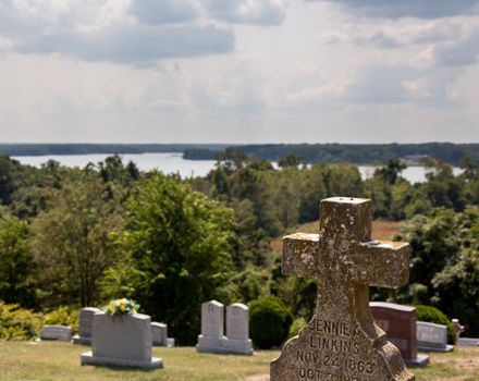 Old Gravestone in St Ignatius oldest continuously used church in the USA in Maryland