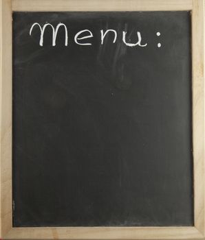 Blackboard with the word "menu" in the high part