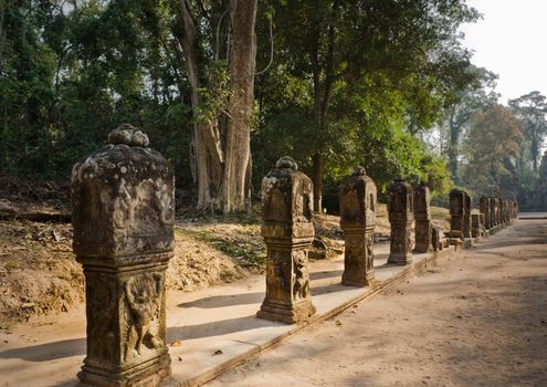 Boundary Stones at East Entrance Causeway, Preah Khan, Angkor, Cambodia