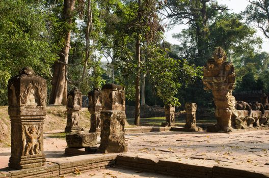 Boundary Stones at East Entrance Causeway, Preah Khan, Angkor, Cambodia