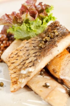 carp with green lentil