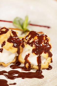 profiteroles with ice cream 