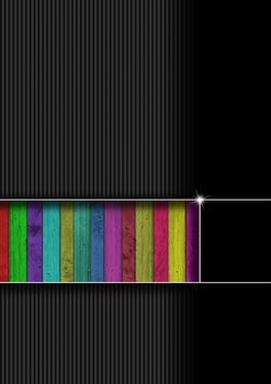 Wood and black background with colored woods
