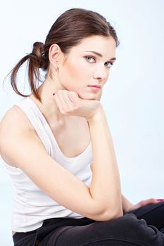 Portrait of a pretty brunette woman