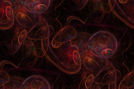 Abstract fractal on black background with vibrant colors.