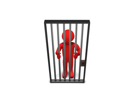 Red 3d person as a prisoner