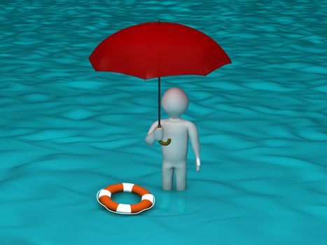 3d person in flooded area