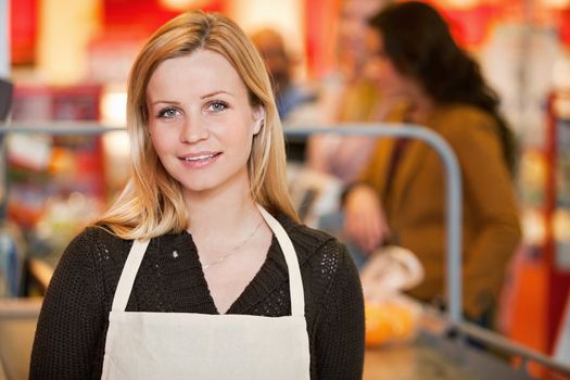 Portrait of a shop owner in the cashier area of the store