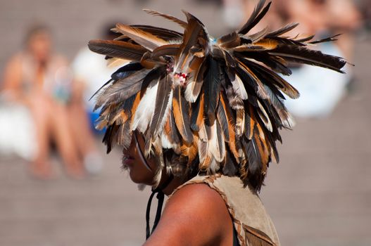 Indian boy in the national headdress close up