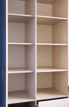 empty wooden shelf in the department store