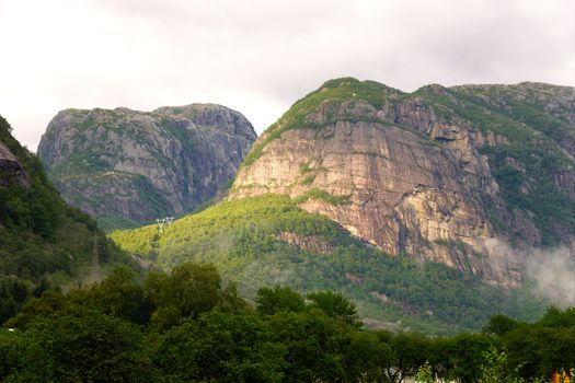 Mountains in the rays of the setting sun Norway