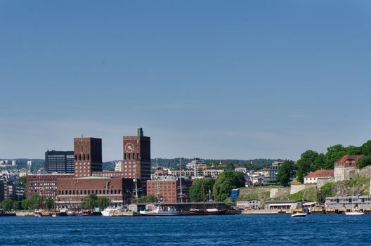 Oslo City Hall and  Akershus Fortress Oslo, Norway