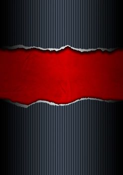 Ripped paper background black and red with space for text
