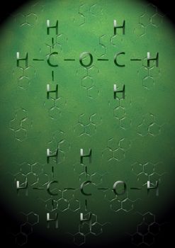 Abstract background with structural chemical formulas of benzene rings