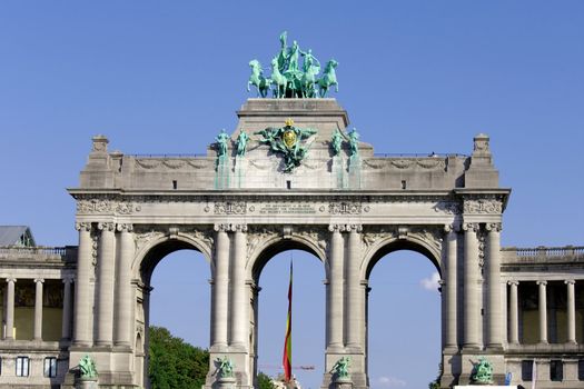 Triumphal Arch in Cinquantennaire Park in Brussels, Belgium
