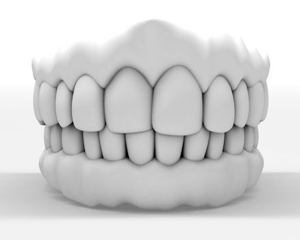 3d image of white denture isolated on white