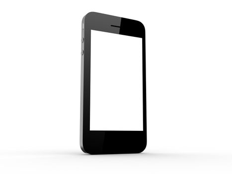 Realistic smart phone isolated on white background. Modern touch pad device with blank screen and black frame.