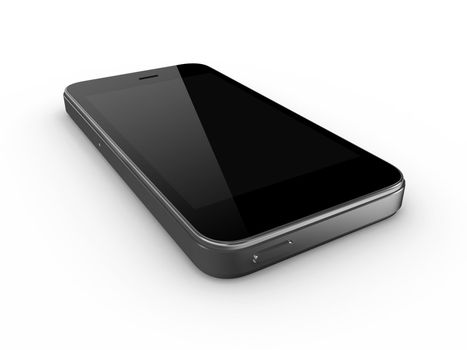 Realistic smart phone isolated on white background. Modern touch pad device with blank screen and black frame.