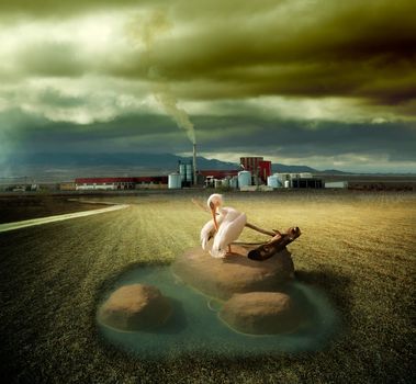 dreamscape  of ecosystem and pollution concept