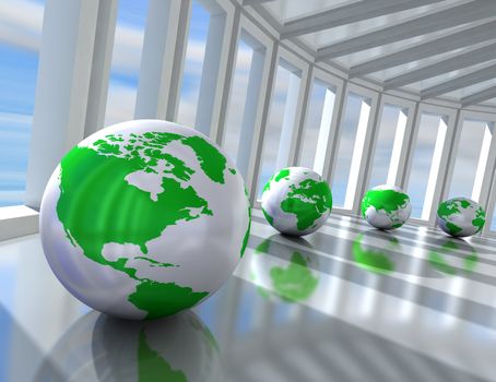 Network concept with globe world map