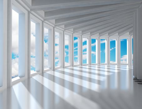 Empty modern interior architecture and blue sky