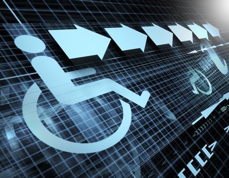 Technology abstract background with symbol of accessibility and arrows