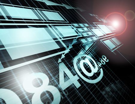 Abstract technology background with shapes and numbers