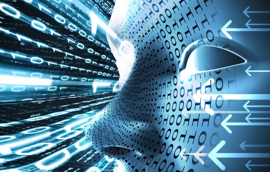 Technology concept with face and binary code