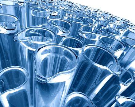 3d image of test tubes in blue toned