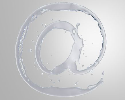 Isolated splash water arroba symbol