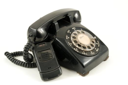 Pictures of an older, analog type telephone