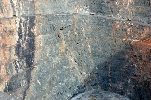 Trucks in Super Pit gold mine, Kalgoorlie, Western Australia