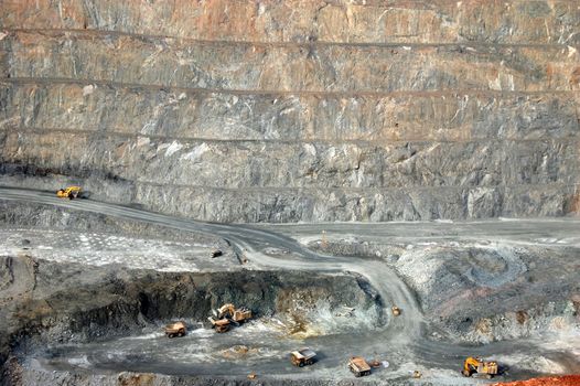 Trucks in Super Pit gold mine, Kalgoorlie, Western Australia