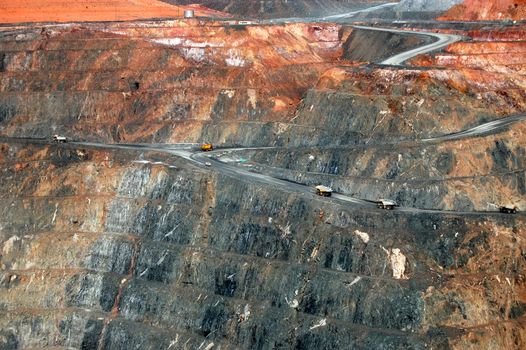 Trucks in Super Pit gold mine, Kalgoorlie, Western Australia