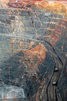 Trucks in Super Pit gold mine, Kalgoorlie, Western Australia