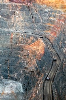 Trucks in Super Pit gold mine, Kalgoorlie, Western Australia