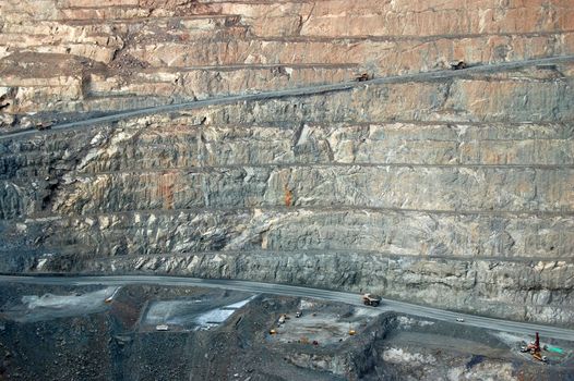 Trucks in Super Pit gold mine, Kalgoorlie, Western Australia