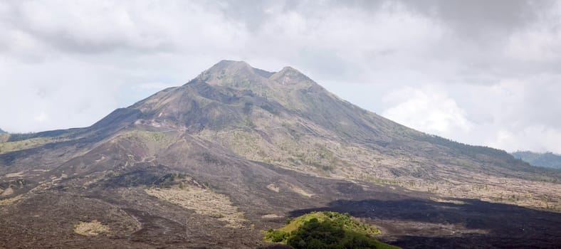 Panorama of Batur volcano landscape from Kintamani crater Bali Indonesia