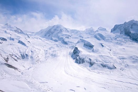 landscape of skiing course at Matterhorn region Alpine alps, Switzerland