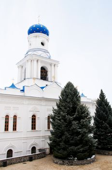 Ortodox monastery bell tower in east part of Ukraine, Svjatogorsk